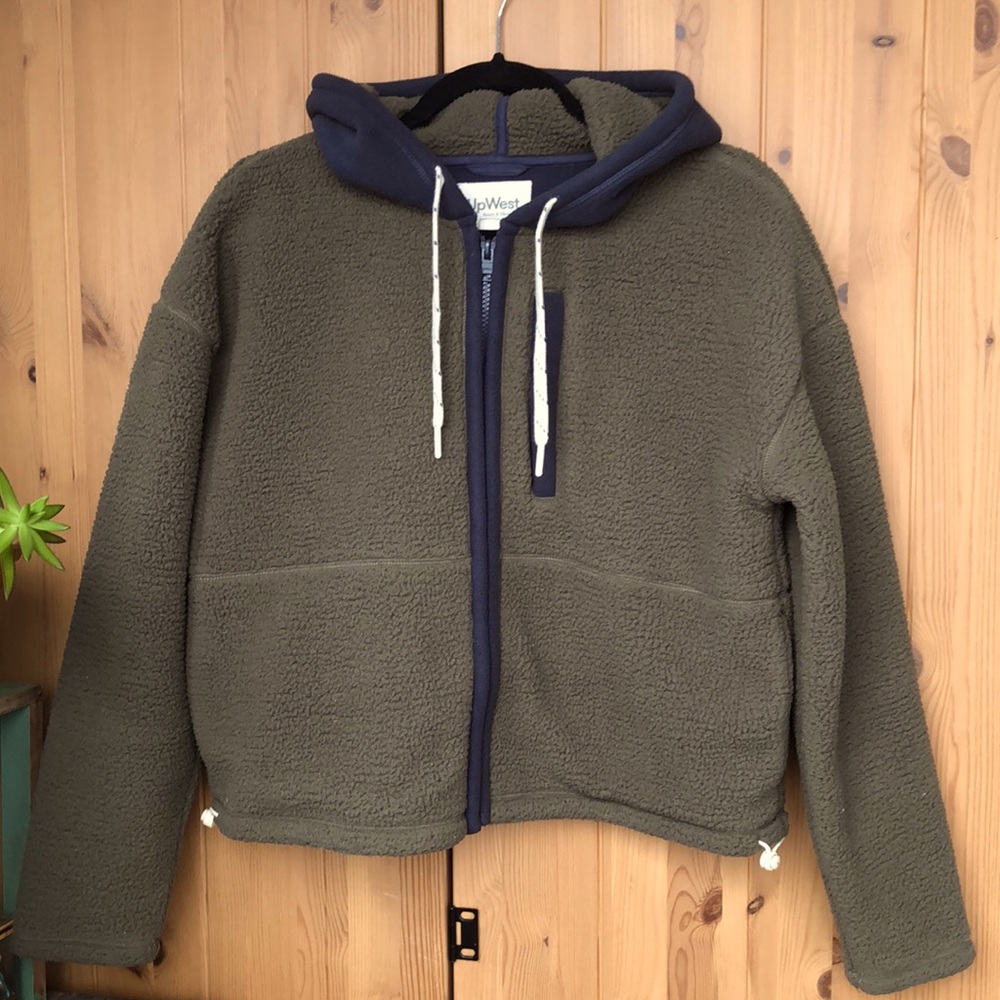 UpWest Resort & Mercantile M Sherpa Zipper Hoodie Green & Blue